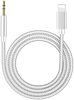 Aux Cable for iPhone in Car 3.5mm Aux Cord Compatible Adapter for iPhone 13/12/12 Pro/11/XS Max/XS/XR/X/8 Plus/8/7 Compatible with Car Stereo/Speaker/Headphone Adapter Support All iOS System -Silver