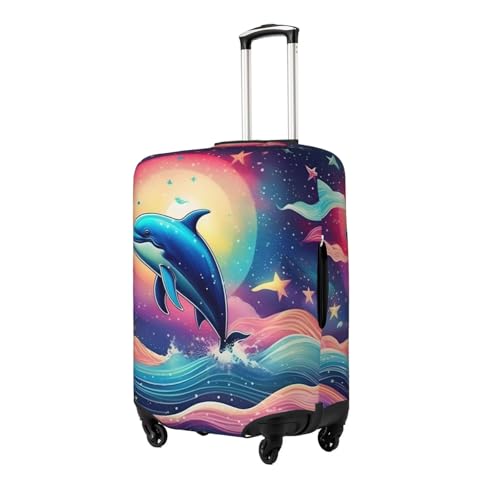 Colorful Starry Sky Ocean Dolphin Print Luggage Suitcase Cover Protector Luggage Washable Covers With Concealed Zipper2