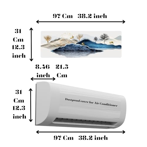 Image of Polyester Printed Air Conditioning Dust Cover Folding Designer Ac Cover For Indoor Split Ac 1.5 Ton (97X 31X 21 Cm ) (New Deer)