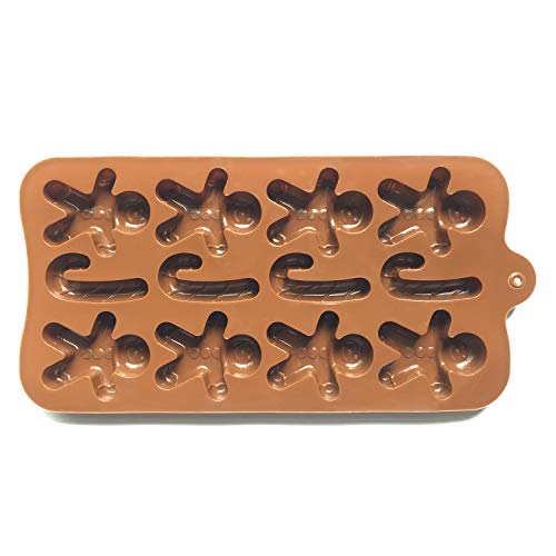 2Pcs Christmas Silicone Molds For Baking Jelly Soap, Candy Cane, Gingerbread Men Chocolate Candy Mold (2 Shapes) #TOP2