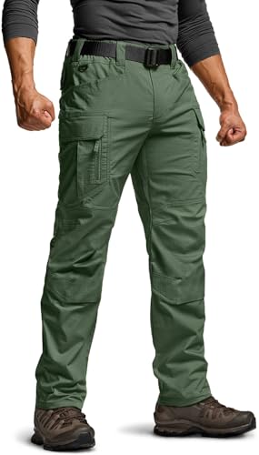 Image of CQR Men's Flex Stretch Tactical Pants, Water Resistant Ripstop Cargo Pants, Lightweight EDC Outdoor Work Hiking Pants