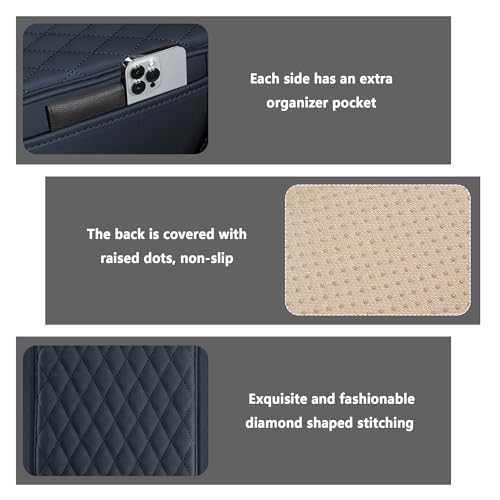 Image of Stacool Upgraded Car Center Console Cover,Microfiber Leather Car Armrest Cover Cushion with 2 Storage Bags,Universal Car Armrest Storage Box (Blue)