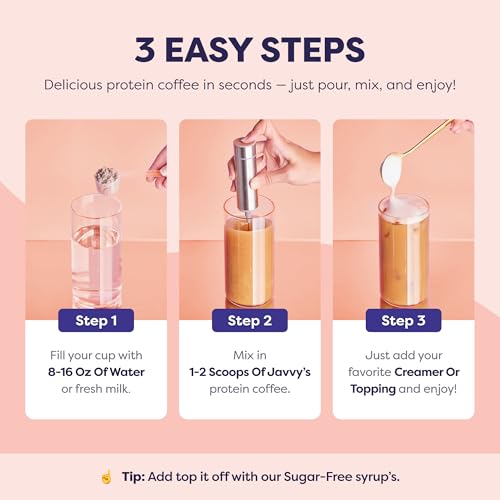 Image of Javvy Protein Iced Coffee - Premium Whey Protein & Iced Coffees, 100% Natural Cold Brew, Zero Artificial Flavors & Sweeteners, 80mg Caffeine, No Added Sugar, 20 Servings, Hazelnut, 1 Pack