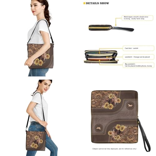 Crossbody Hobo Bag with Wallet Set for Women, 2 Pcs Bucket Purse Set Large Bucket Handbag with Adjustable Strap3