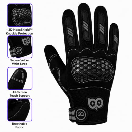 Image of BADOWL Hexa Bike Riding Gloves - Full Knuckle Protection, Anti-Slip