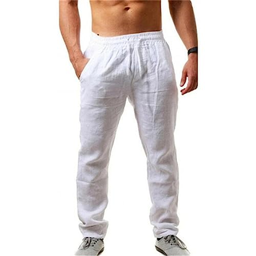 Pantalon respirant en coton et lin blanc pour rester au frais en été