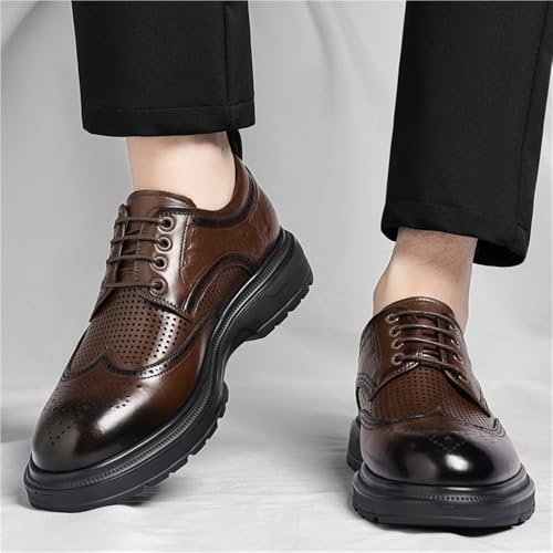 Men's Summer Brogue Hollow Out Thick Sole Breathable Anti Odor Business Dress Leather Shoes3