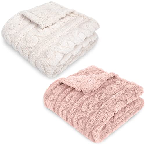 Image of HOMRITAR Baby Blanket for Boys or Girls 3D Fluffy Fuzzy Blanket for Baby Infant or Newborn Receiving Blanket (30x40inch, Cream, Pink)