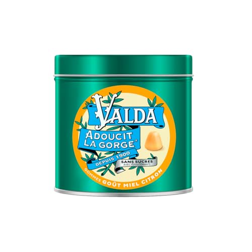 Valda Gommes Sans Sucres avec Edulcorants - Goût Miel Citron - Adoucit la gorge* - 140 g