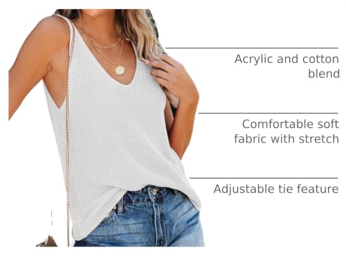 Image of Tutorutor Womens V Neck Sweater Tank Tops Summer Crochet Knit Vest Top | Sleeveless Cami, Loose Fit, Sweater Vest, Casual, Sexy, Fall Layer
