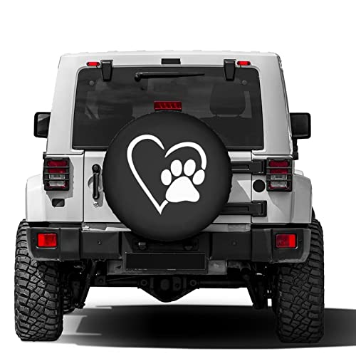 Image of Dog Pet Paws Love Heart Spare Tire Cover Dust-Proof Wheel Tire Cover Fit Trailer, RV, SUV and Many Vehicle 17 Inch