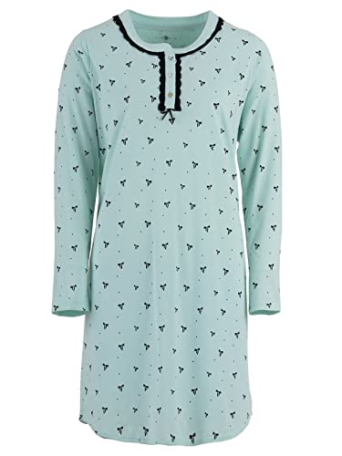 Zeitlos - Nachthemd Damen Langarm Schleife Schlafshirt, Farbe:Mint, Größe:XXL Cover