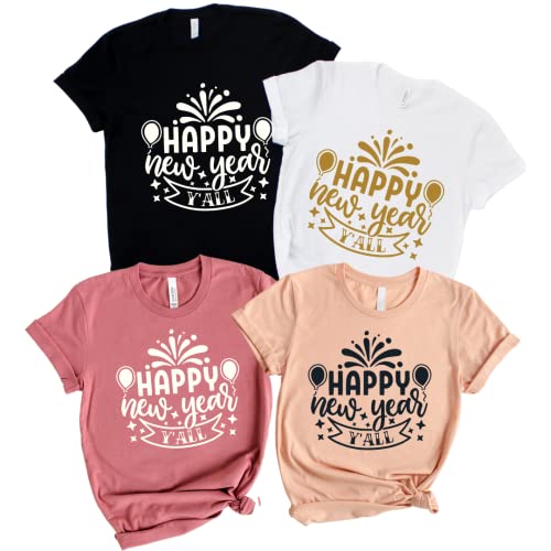 Happy New Year Y'all, Cute New Years Family Shirts, Hello 2022 New Years Eve Matching Shirts, Matching New Years Eve Pajamas, New Years Eve Party Clothes, New Years Eve Pjs 2021. Multicolor