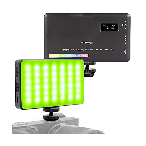 WEWOGA W140 RGB Video Lighting LED Camera Licht Foto Video Light Kamera Leuchte Dimmbar 2500-9000K Build in 3100mAh…