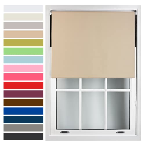 FURNISHED Custom-Made Premium Roller Blinds - Blackout Window Blinds with Metal Fittings - Thermal Insulated and Energy-Efficient - Made to Measure Cappuccino, 180W x 165H cm