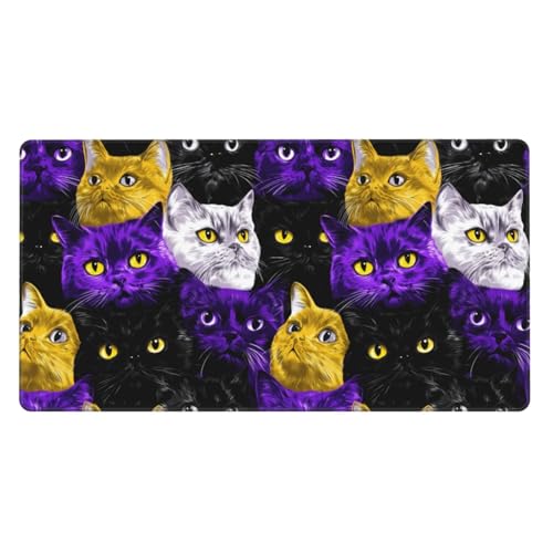 Grand tapis de souris de jeu chat coloré pour bureau et PC portable