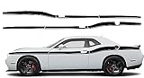 Side Pin Stripes Auto Vinyl Graphics Decals Stickers Compatible with Dodge Challenger 2008-2023 (Pair) (Gloss Black)