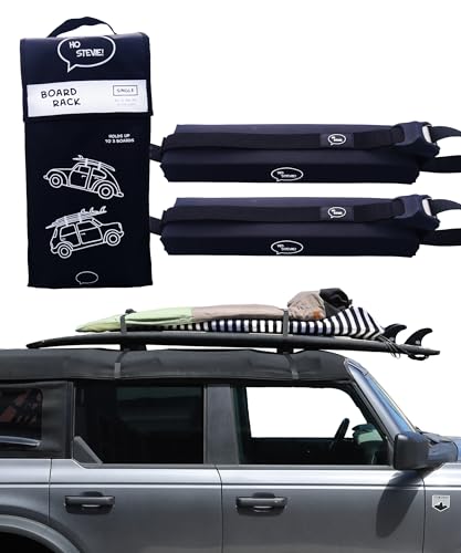 Ho Stevie! Surfboard Car Racks - Padded System, Easy Setup Any Car, &lsquo;No Scratch&rsquo; Buckles - Strap...