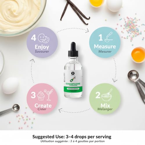 Image of Dolce Flav Natural Champagne Extract |2 Oz. | Alcohol-Free Baking Flavor Concentrate for Cakes, Frosting & Sparkling Drinks - Professional Strength Food Grade Flavoring
