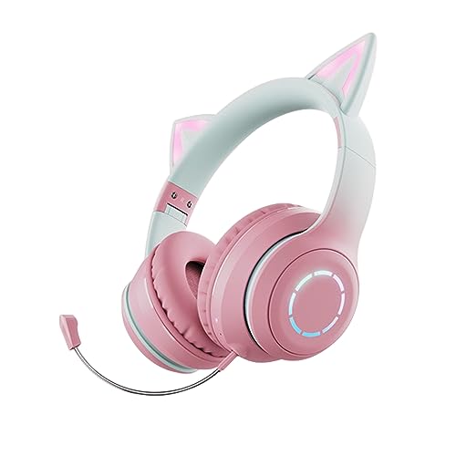 Casque oreille de chat lumineux sans fil BT5.3 pliable avec micro détachable