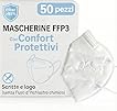 50 Mascherine FFP3 Certificate CE, Mascherina 5 Strati Senza Valvola, Maschera Facciale di Protezione da Polvere e Antiparticolato, Face Mask Protettiva Alta Efficienza di Filtraggio PFE≥99, 50 Pezzi