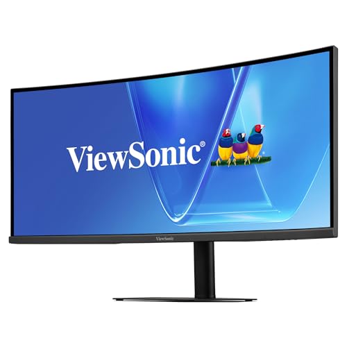 Image of ViewSonic VG3420C 34 Inch UWQHD 1440p Curved Docking Monitor, 1900R IPS Display for Immersive Home and Office Productivity, 120Hz, 96W USB-C, RJ45, HDMI, and DisplayPort Inputs