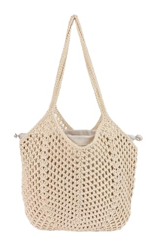 Crochet Bags for Women Slouchy Hollow Woven Shoulder Purse Summer Beach Tote Handbags for Daily & Vacation 2025