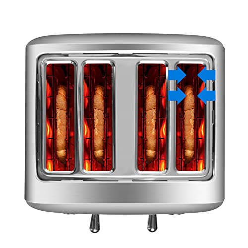 Ozavo 4-Scheiben-Toaster mit Brötchenaufsatz und Edelstahlgehäuse