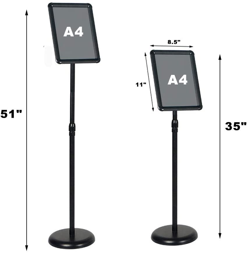 STAND-HOO Floor Stand Sign Holder 8.5 X 11 Inch Heavy Duty Pedestal Floor Standing Sign Holder with Safety Rounded Cornera and Open Frame Floor Poster Stand (8.5 X 11)