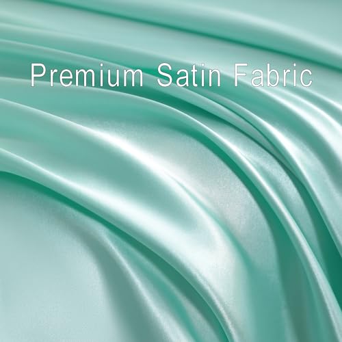 NTBAY California King Satin Sheet Set, 4 Piece, Turquoise Blue - image 7