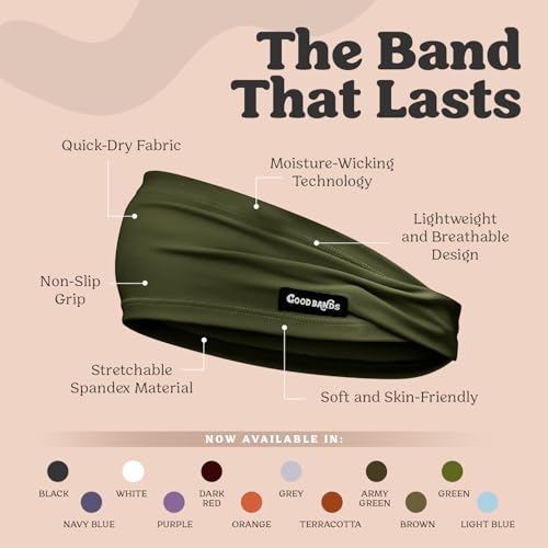 Image of Sweatband for Men and Women - Unisex Non Slip Headband that Wicks Moisture and Eliminates Excess Sweat - Durable & Long-Lasting - Running, Sports, Gym
