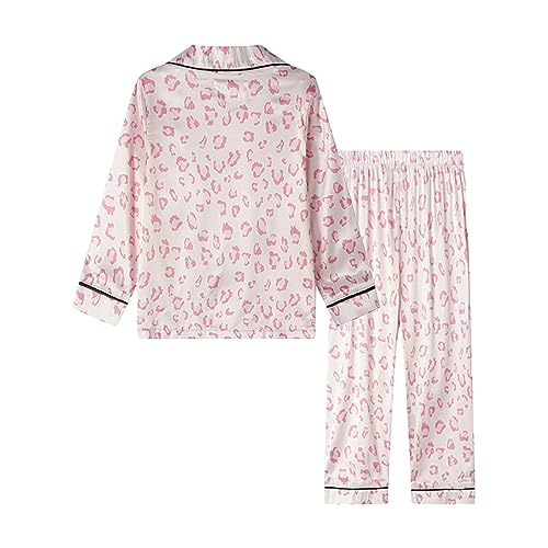 Mud Kingdom Girls Boys Kids Silk Satin Pajamas Set Button-Down Clothes Long Sleeve Loungewear Sleepwear PJS2