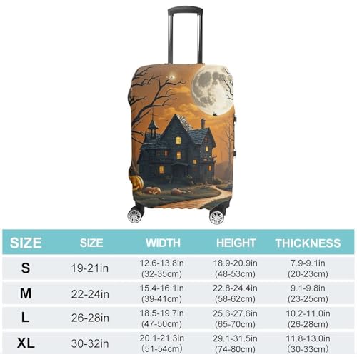 Spooky Halloween Luggage Cover, Elastic Luggage Protector Fits 19-32in Suitcases, Washable & Anti-Scratch Suitcase Cover for Men Women M2