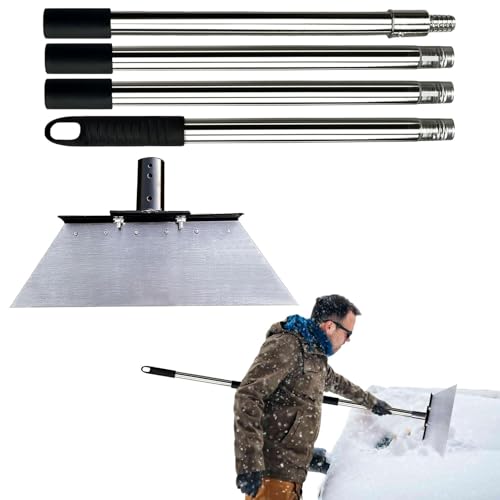 Pala da giardino con manico, cazzuola in acciaio inox, strumento manuale da giardinaggio 160 x 32 cm, impugnatura ergonomica e confortevole, spatola multiuso per la pulizia per rimuovere muschio