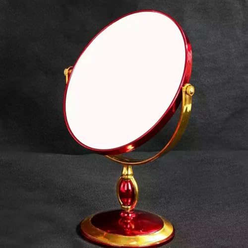 Espejo de tocador doble cara redondo con soporte rojo miniatura 4