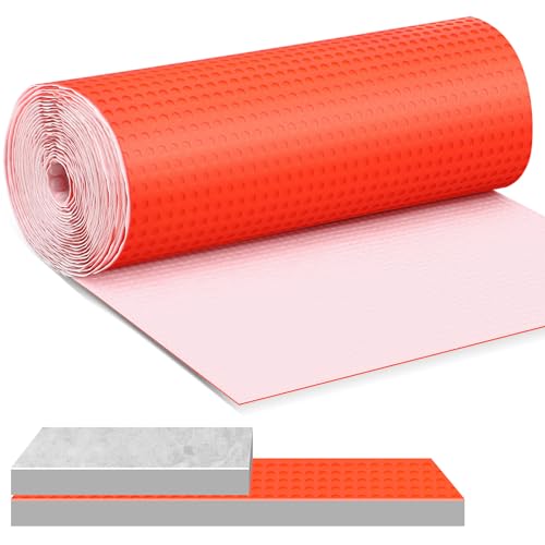 Drydiet 323 Sqft Uncoupling Membrane for Tile 1/8(3mm) Thick Waterproofing Membrane Crack Prevention Anti Fracture Flooring Underlayment for Shower Bathroom Kitchen Basement (Orange)