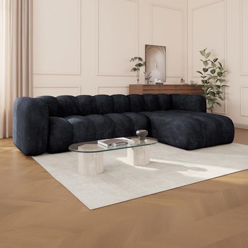 Mobilier-Deco Gaby - Canapé d'angle réversible en Tissu Noir