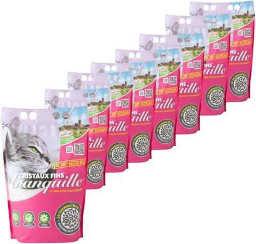 Tranquille – Caña para Gatos de sílice con Cristales Finos y carbón Activado 3,70 L, Lote de 8