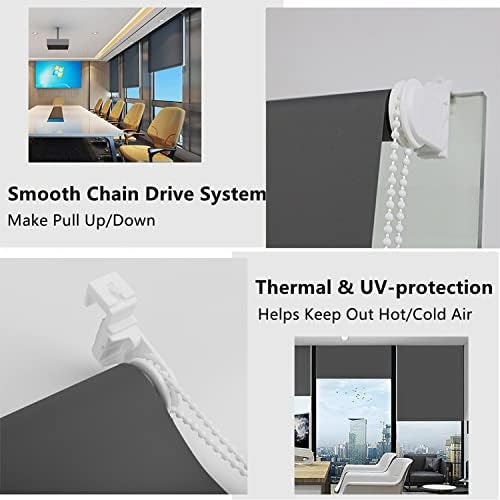 NAIMP Home Trimmable Blackout Roller Blinds, Polyester Fabric Thermal Window Blinds, UV-resistant, Up To 180cm, Easy to install, For Office Bathroom Bedroom Living Room (60×165cm, Dark Grey)