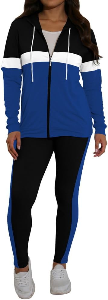 Nimsruc Two Piece Outfits For Women Long Sleeve Lounge Sets Zip Up Tracksuits Jogger Pants Set