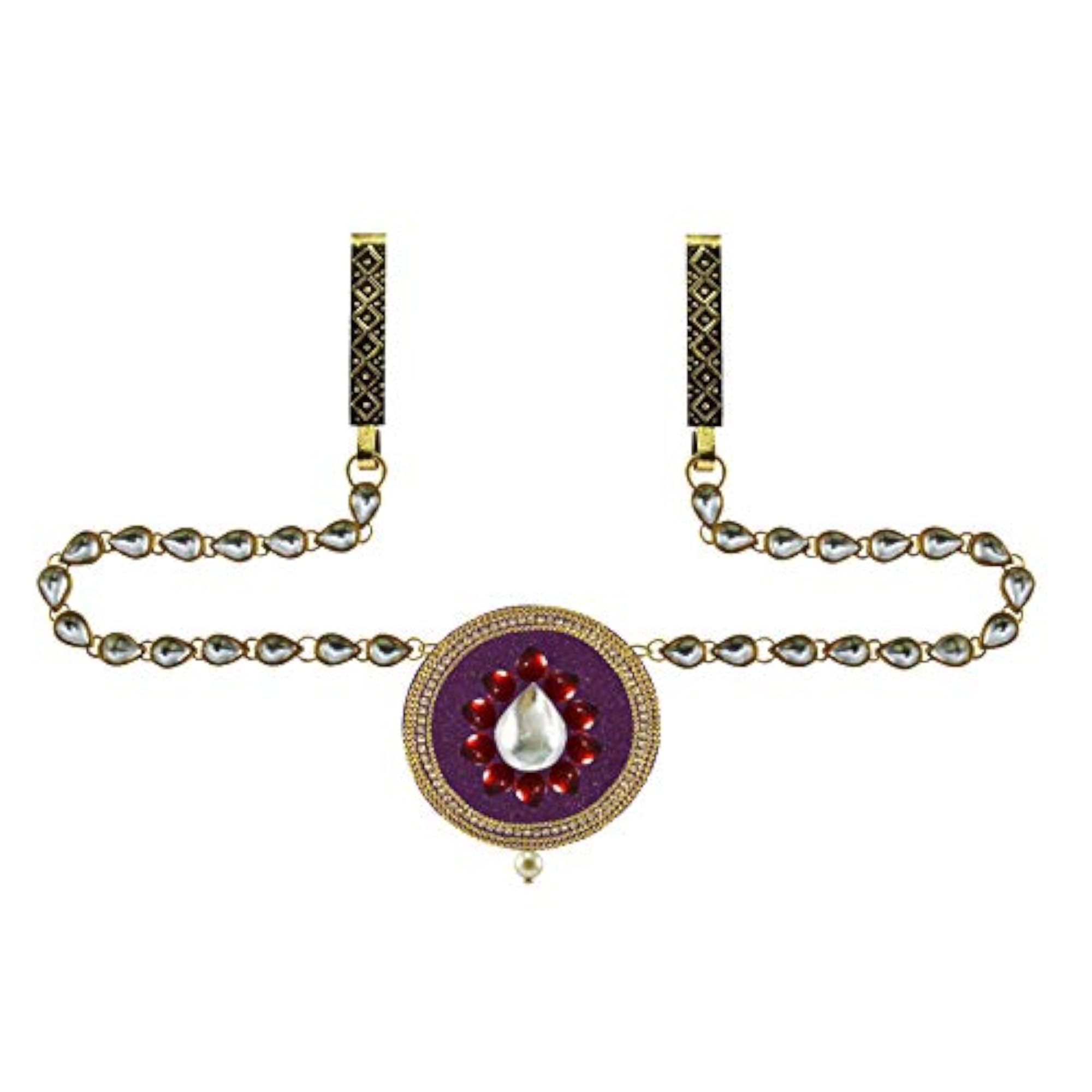 Women's Solid Brass Kunudun Studded Waist Belt, Multicolor