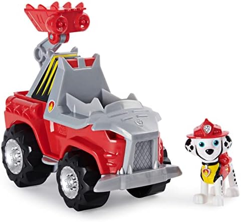 PAW Patrol, Dino Rescue Rockys Deluxe Rev Up Vehicle with Mystery Dinosaur Figure, Grey