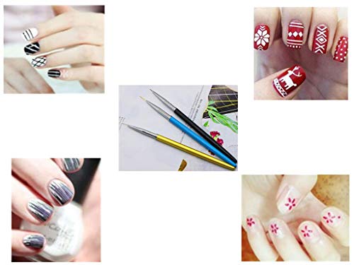 Aoshang 3Pcs Nail Art Liner Brushes Uv Gel Painting Acrylic Nail Design Nylon Brush, Nail Dotting Painting Drawing Pensize 7/9/11Mm #TOP4