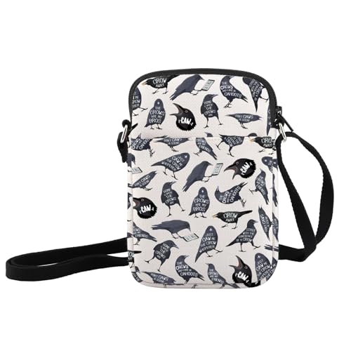 JXGZSO Funny Crow Friend Inspired Crossbody Bag Crow Bird Lover Gift Black Crow Shoulder Bag Birdwatching Gift