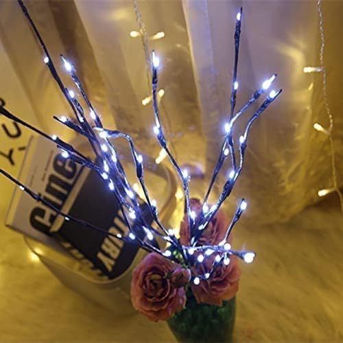 DK177 4 Pack Led Branch Light Battery Operated Lighted Branch Vase Filler Willow Tree Artificial Little Twig Power Brown 30 Inch 20 LED for Home Romantic Decoration, White