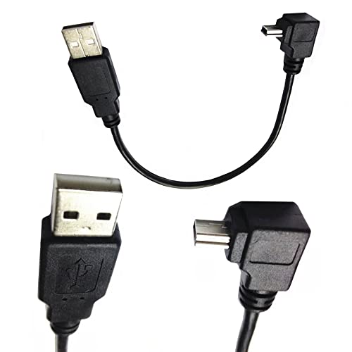 Mini 5Pin ケーブル USB2.0 (オス) - Mini 5Pin (90度上向オス) 変換アダプタ キコネクタ付き 高速 480Mbpsのデータ転送同期リード 、Mini 5Pin 延長ケーブル 25CM