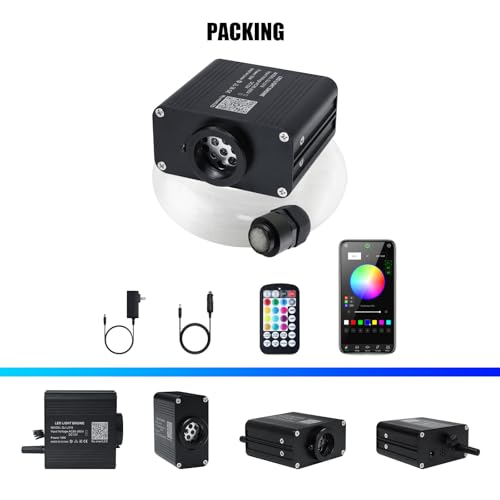 Image of 16W Car Home Starlight Headliner Kit, Twinkle & Sound Activate RGBW Fiber Optic Lights with APP & Remote Control, Star Lights for Ceiling Decoration, 450 pcs 9.8ft