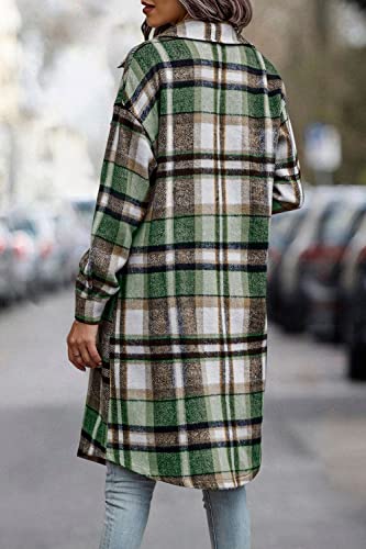 Image of PRETTYGARDEN Womens Plaid Shacket Jacket Flannel Shirts
