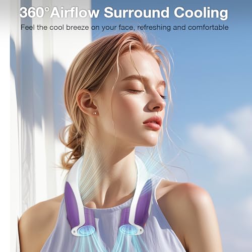 Image of Hionly AI Neck Fan, 6 Speeds Adjustable Portable Personal Fan Rechargeable, 6000 mAh Battery Faster Cooling Wearable, Ultra Quiet for Home, Office, Travel, Outdoor
