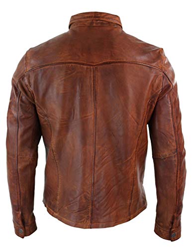 Men's Genuine Lambskin Real Leather Shirt Stylish Biker Shirt Jacket Brown3